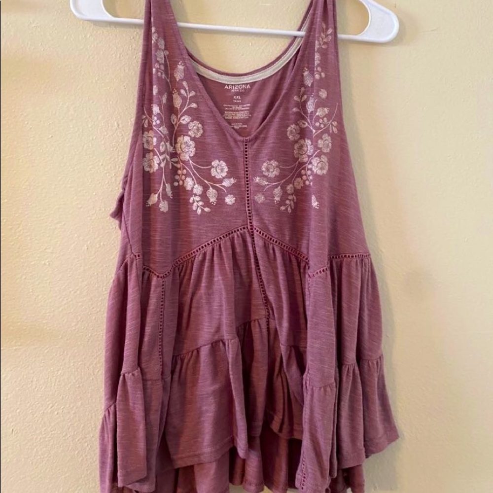 purple and white arizona jean co tank top